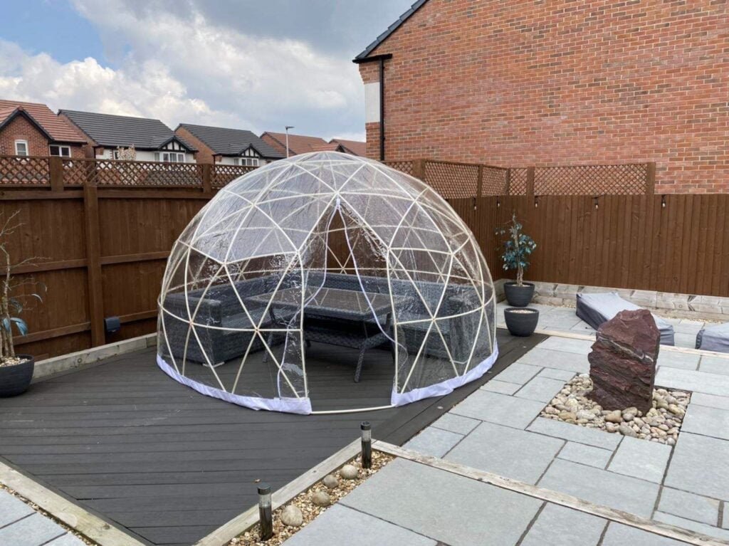 Garden Igloo Tent in a Backyard Setup
