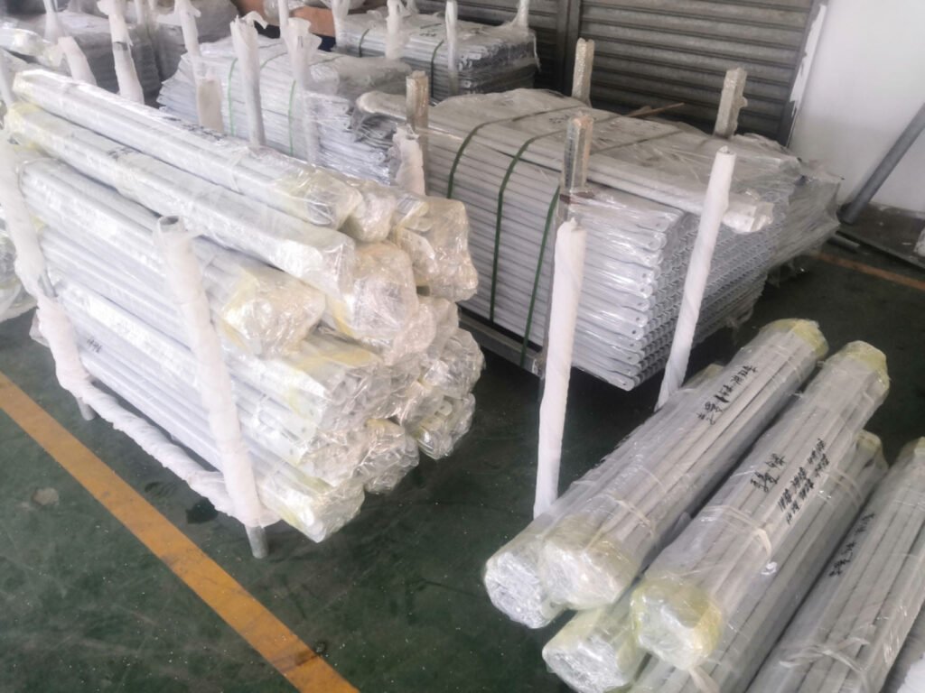 Close-up of a geodesic dome tent’s triangular frame design